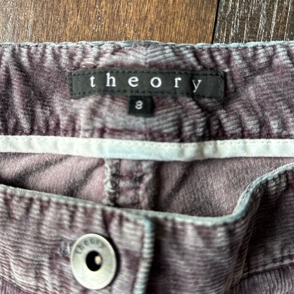 Theory corduroy flare leg pants women’s size 8 gray purple hippie boho casual mi - Picture 3 of 11